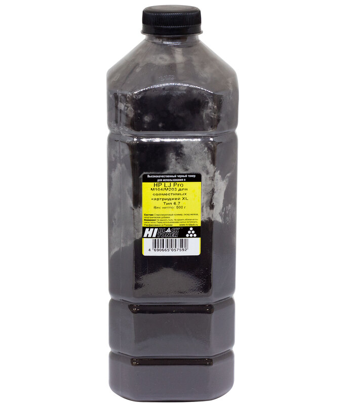 Тонер Hi-Black для HP LJ Pro M104/M203 для совместимых картриджей XL, Тип 6.7, Bk, 500 г, канистра