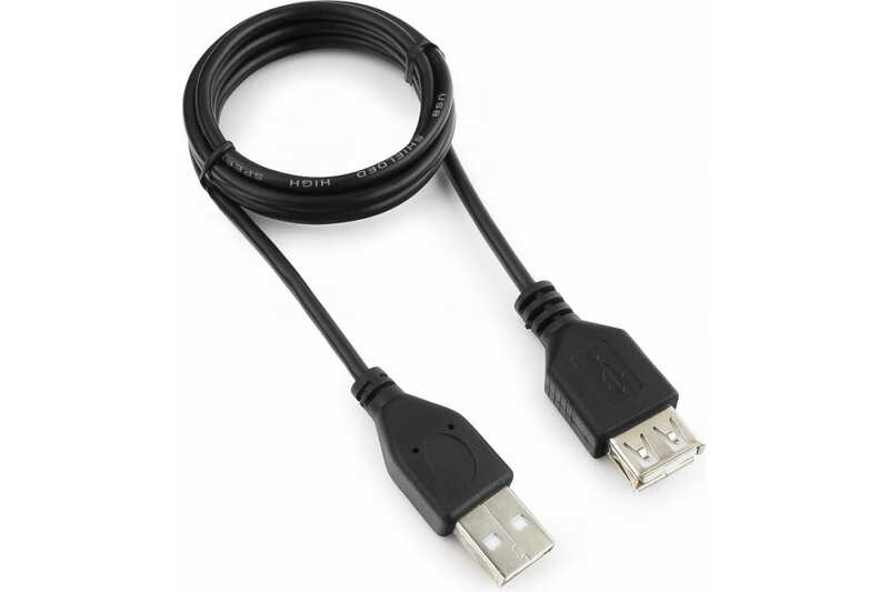Кабель удлинитель USB - USB 2.0 (AM-AF) 1м Гарнизон черный