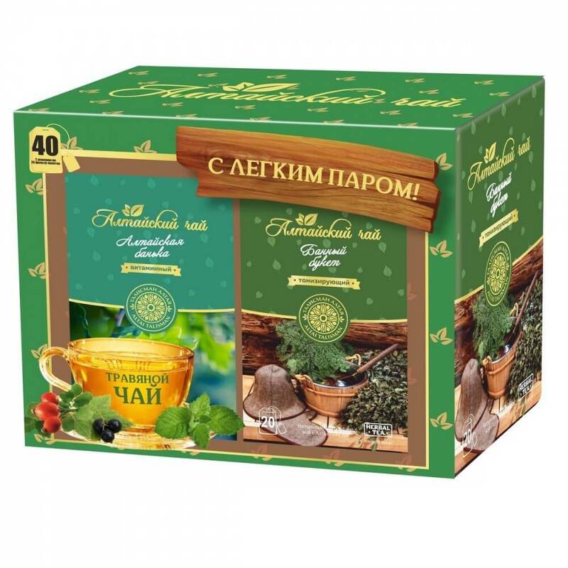 Чай Подарочный набор С легким паром (Алтайская банька 20ф/п + Банный букет 20ф/п) Алтайский чай
