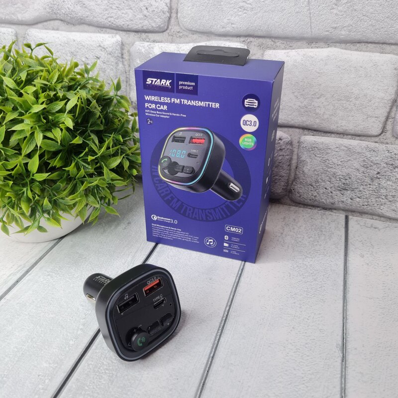 FM modulator STARK CM02, 2USB/BT5.0, QC3.0, 12V, черный