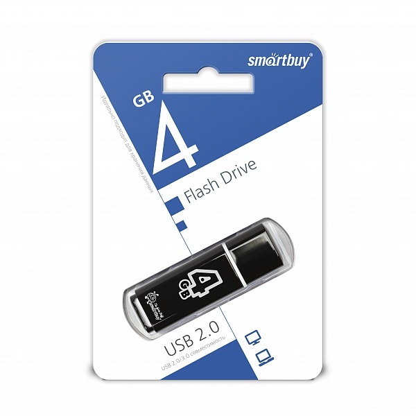 Накопитель USB 4Gb SmartBuy Glossy series (black)