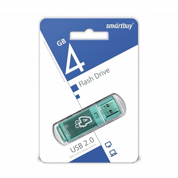 Накопитель USB 4Gb SmartBuy Glossy series (green)