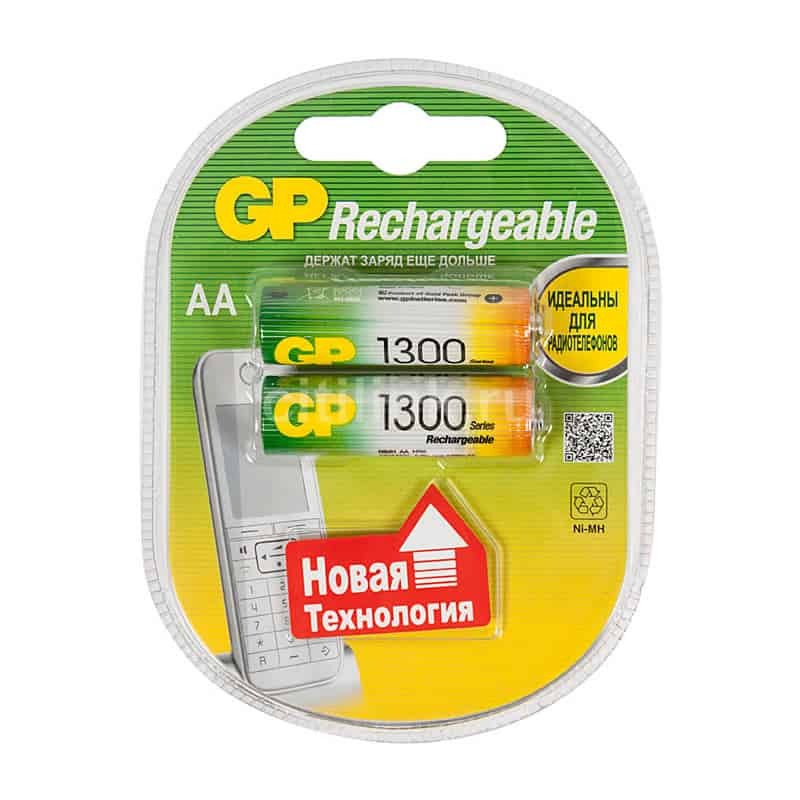 Аккумуляторы GP R-06 1300 mAh, 2шт в блоке