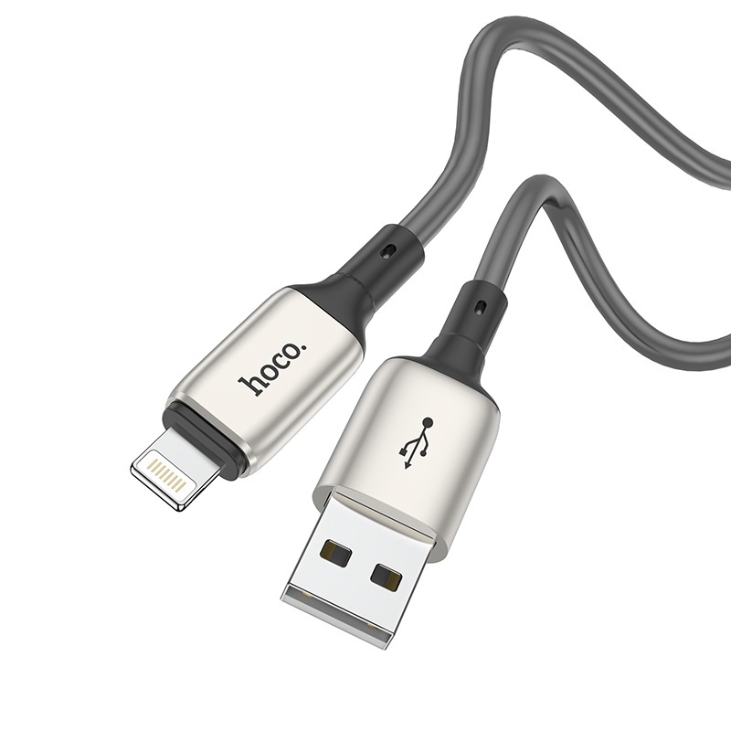 Кабель HOCO USB - Lightning X66, 2.4А, ТПЭ, 1м, серый
