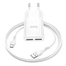СЗУ Hoco C88A 2USB 2.4A + Type-C 1м, белый