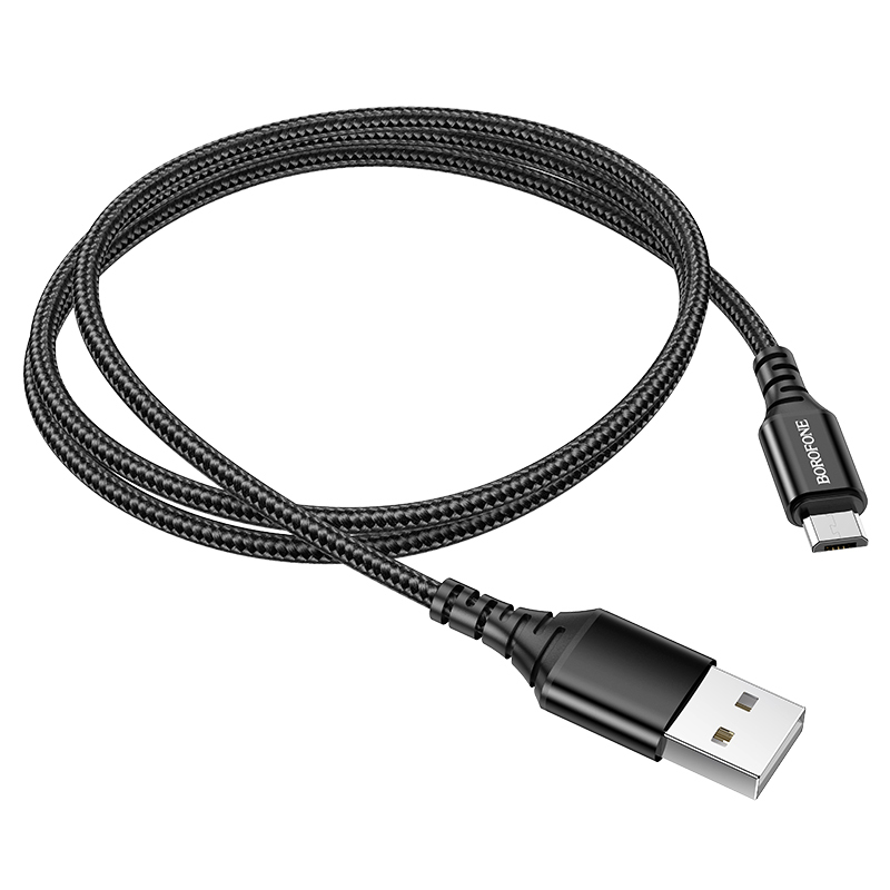 Кабель BOROFONE MicroUSB BX54, тканевая оплетка, 1м, черный (упаковка отдельно)