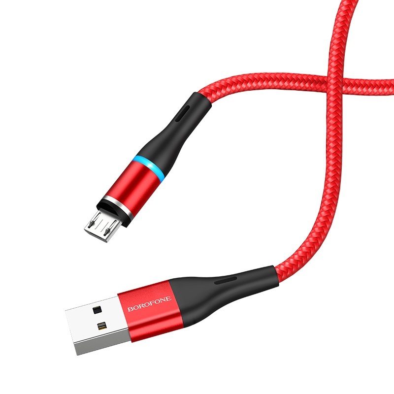 Кабель BOROFONE micro USB BU16  magnetic, 1,2 м, красный (20825)