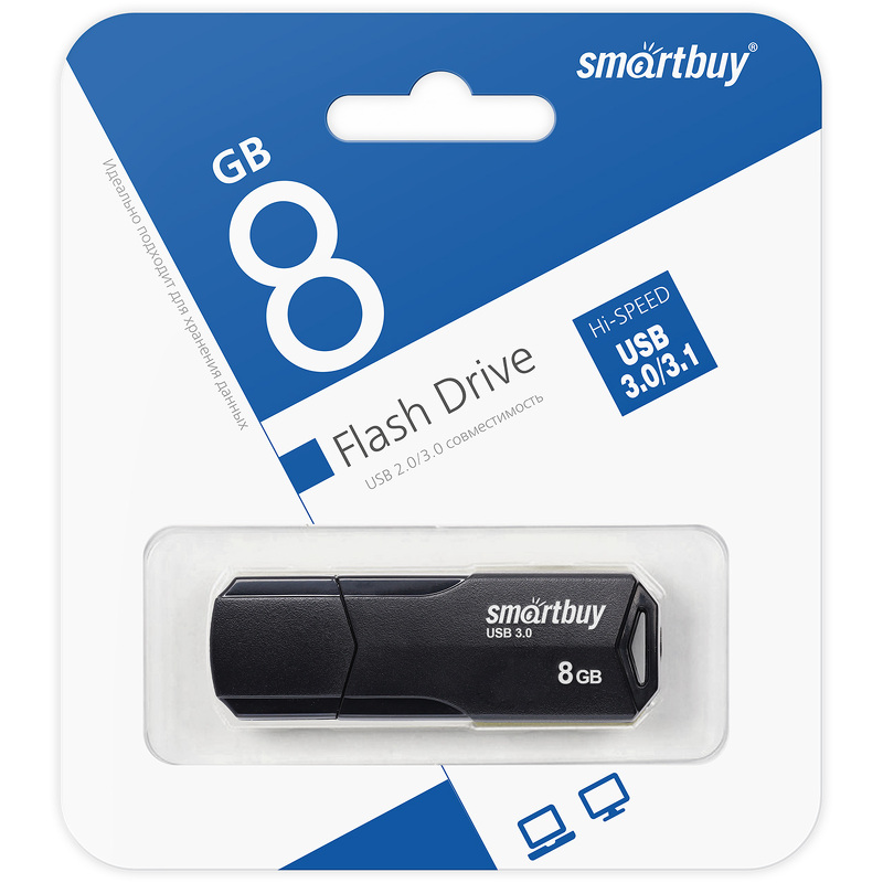 Накопитель USB 8Gb SmartBuy Clue (Black) 3.1