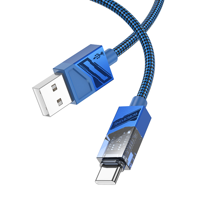 Кабель BOROFONE USB - Type-C BU42, 3А, тканевая оплетка, 1.2м, синий