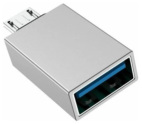 Переходник vDENMENv DU15, OTG USB 3.0 - MicroUSB, серебристый