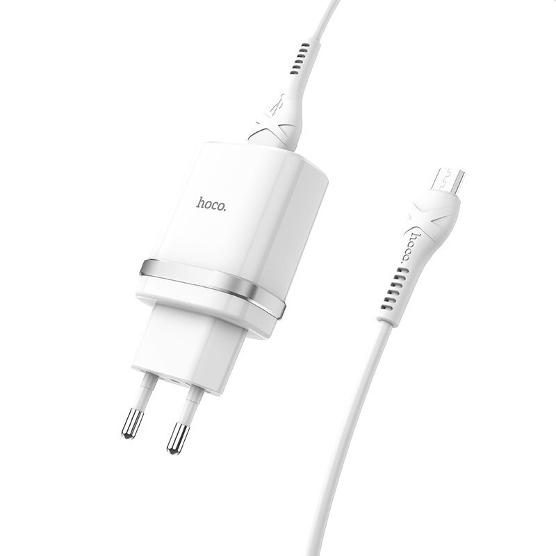 Сетевое зарядное устройство Hoco C12Q 1USB Quick Charge 3.0A  с кабелем micro USB, белый