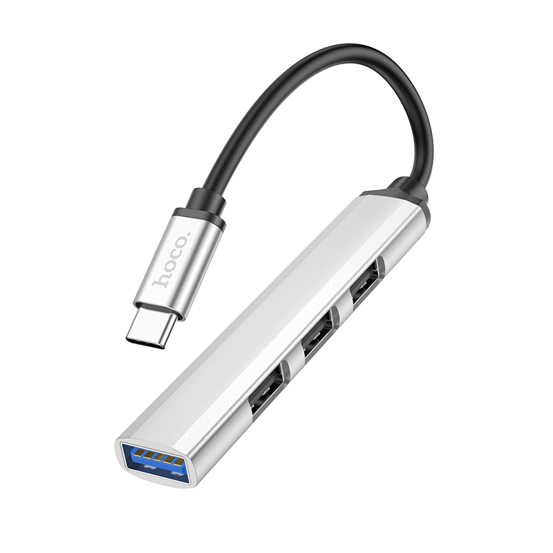Type-C хаб HOCO HB26 (3USB 2.0+1USB 3.0+питание Type-C) серебристый