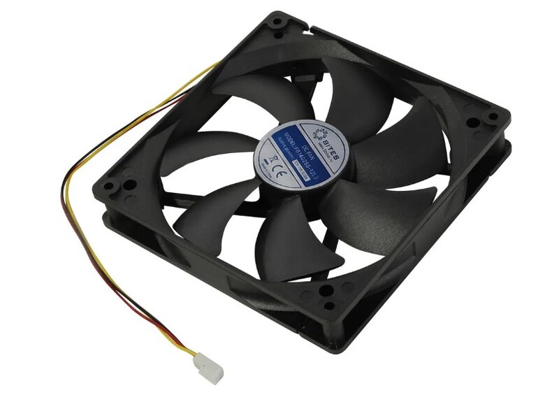 Вентилятор 140x140x25мм 3pin, 12в, подшипник скольжения, 1200rpm, 25 дБ, 5bites (FB14025S-12L3)