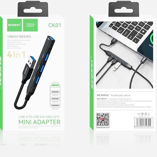 USB хаб RECRSI CK01 (3USB2.0+1USB3.0+питание USB) черный