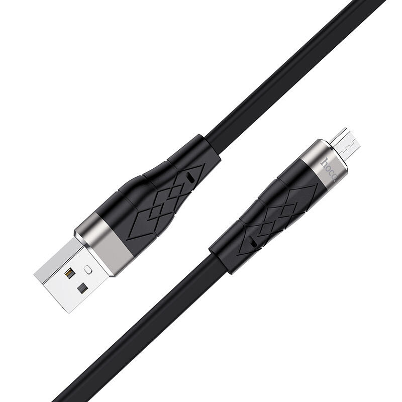 Кабель HOCO MicroUSB X53, 2.4А, плоский кабель, силиконовый, 1м, черный