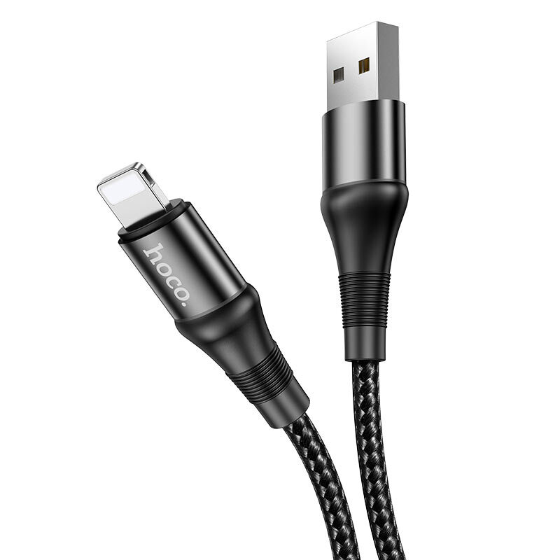 Кабель HOCO USB - Lightning X50, 2.4А, тканевая оплетка, 1м, черный