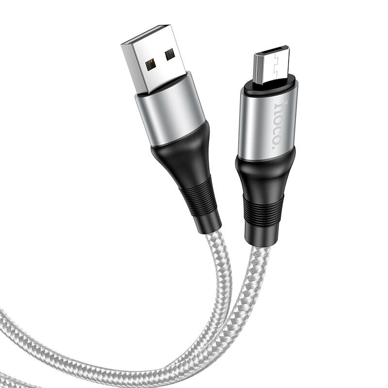 Кабель HOCO micro USB X50, 1м, серый (34228) тканевая оплетка