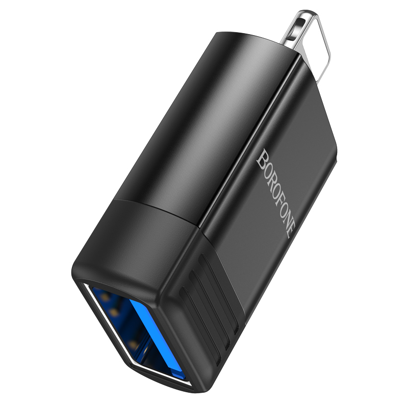 Переходник BOROFONE BV18, OTG USB 2.0 (гн) - Lightning (шт), черный