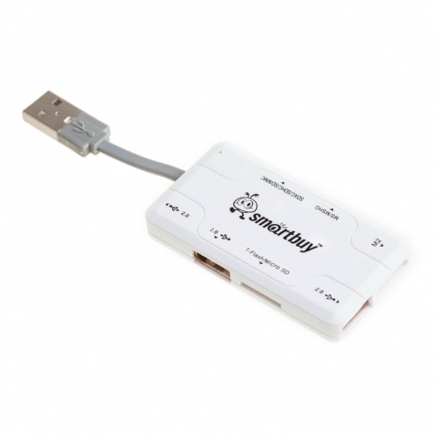 USB хаб Smartbuy Combo (3USB+SD+SDHC+MS+TF+M2+питание USB) белый