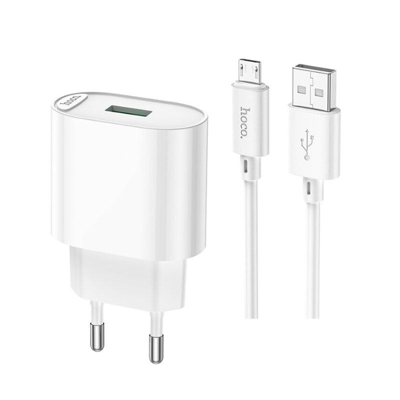 СЗУ Hoco C109A, 1USB, 10.5W, 2.1A + MicroUSB 1м, белый