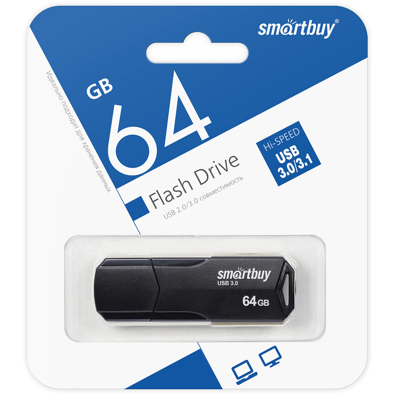 Накопитель USB 64Gb SmartBuy Clue Black 3.1