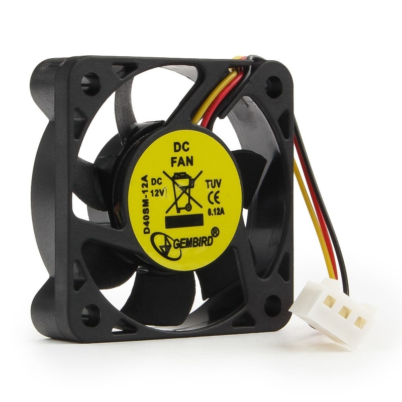 Вентилятор  40x40x10mm Gembird 3pin, шнур питания 25 см (D40SM-12A-25)