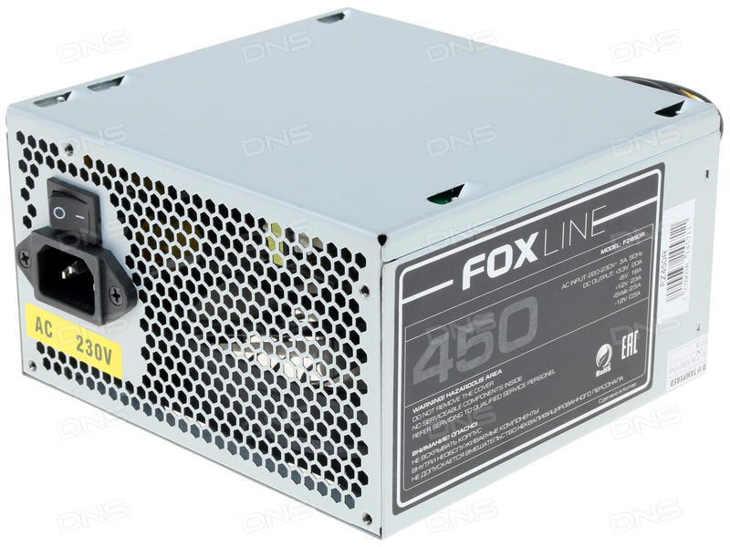 Блок питания 450W Foxline FZ-450R (ATX, 24+4pin, 120FAN, 1xFDD, 2xPATA, 2xSATA) (FZ-450R)