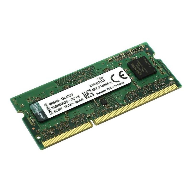 Модуль памяти DDR3L SODIMM Kingston 4Gb (PC12800/CL11/1600MHz) (KVR16LS11/4)