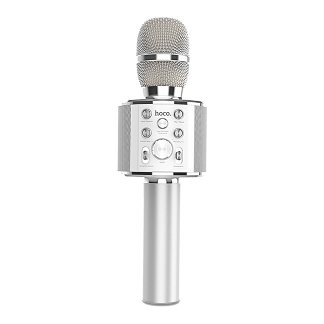 Беспроводной караоке микрофон с динамиком Hoco BK3 silver