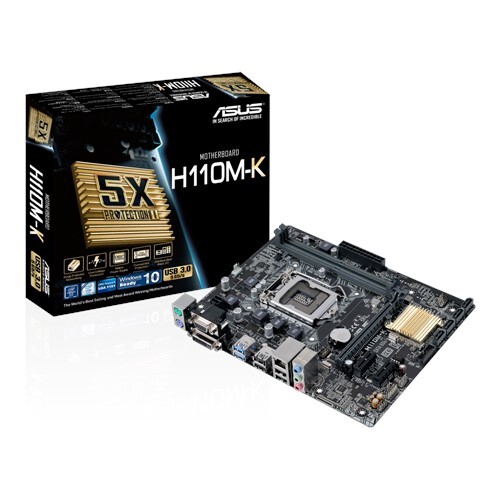 Плата H110 Asus H110M-K (S1151/mATX/2xDDR4/DVI/VGA/1xPCIE16/4xSATA/4xUSB/GbLAN