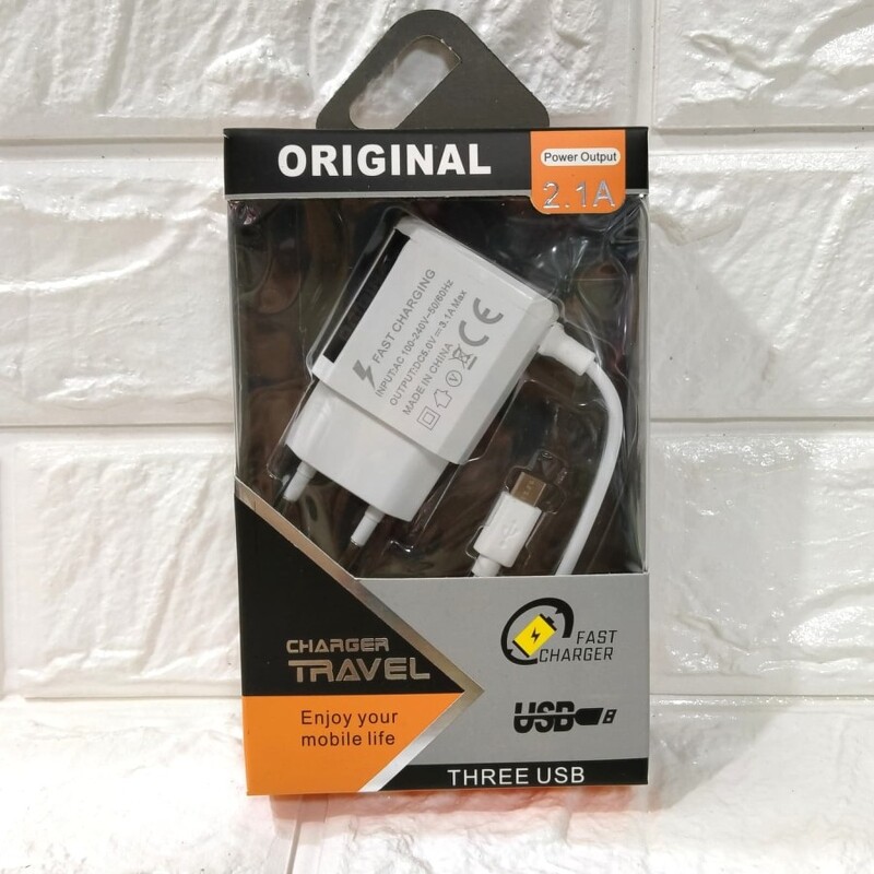 СЗУ  (TYPE-C) + USB вход TD-LTE, TD-T65, 2.1A (реально), белый, в коробке