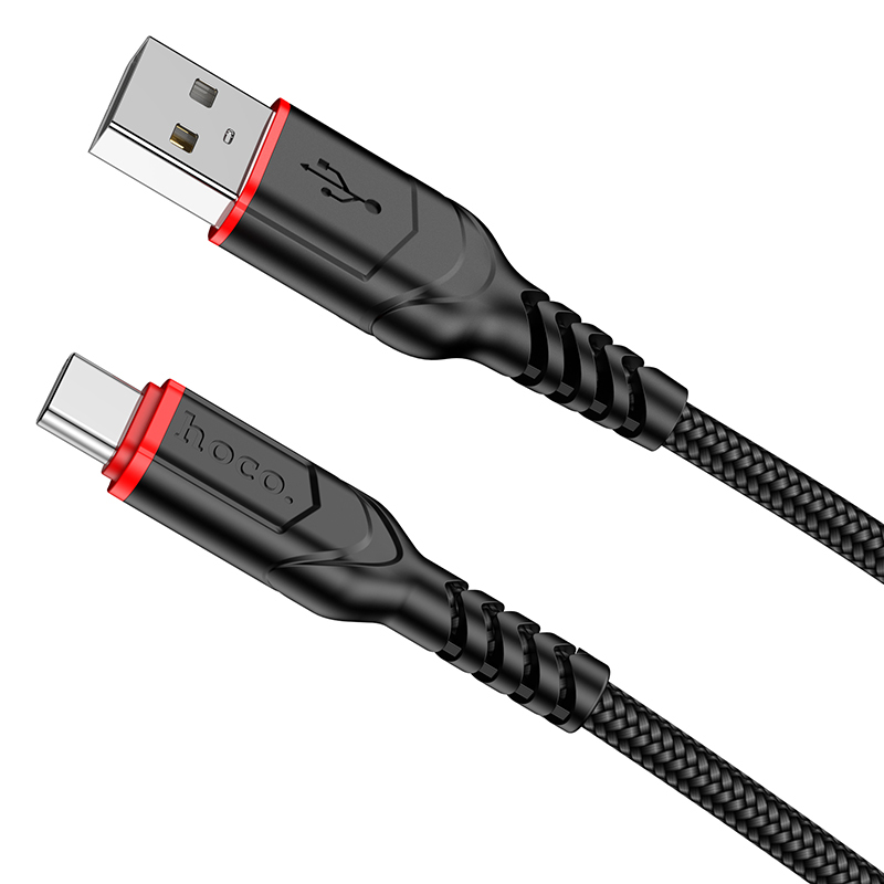 Кабель HOCO USB - Type-C X59, 3А, тканевая оплетка, 2м, черный