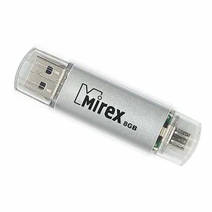 Накопитель USB 8Gb Mirex SMART SILVER OTG (MicroUSB)