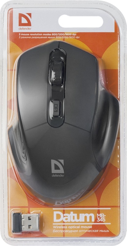 Мышь DEFENDER Datum MB-345 беспр.Black (Черн) 4кнопки,800/1600dpi