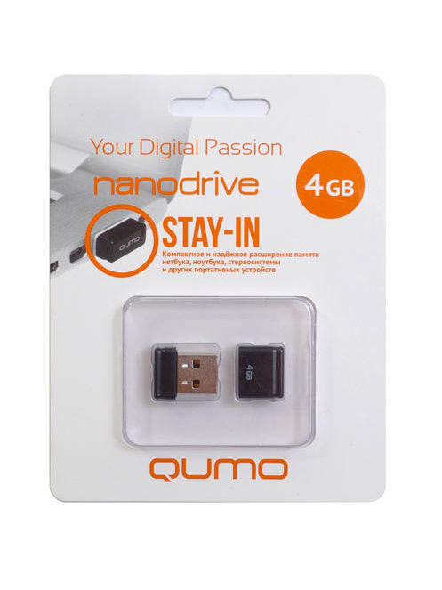 Накопитель USB 2.0 Flash Drive 4Gb Qumo Nano Black (QM4GUD-NANO-B)