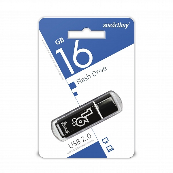 Накопитель USB 16Gb SmartBuy Glossy Black