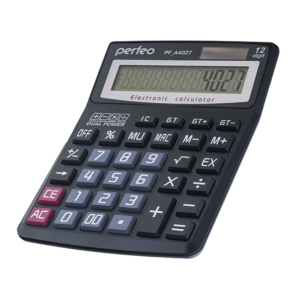 Калькулятор бухгалтерский Perfeo PF_A4027,12 разр, черный