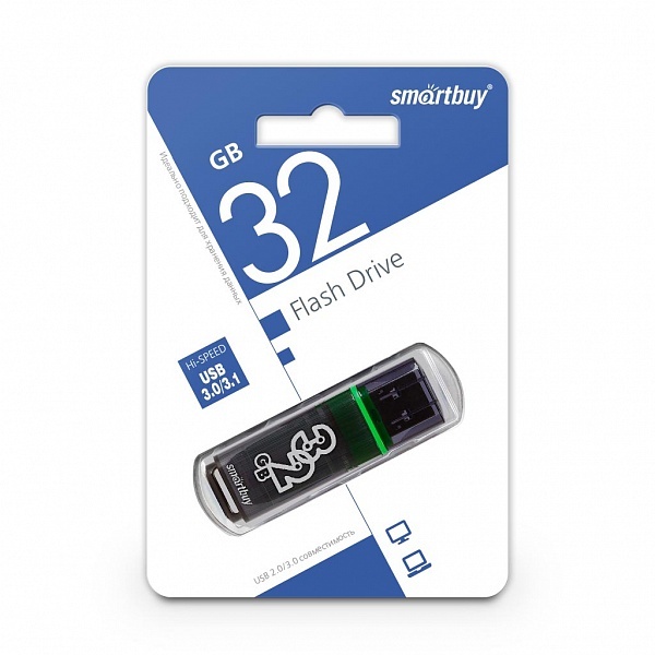Накопитель USB 32Gb Smart Buy Glossy (dark grey) 3.0