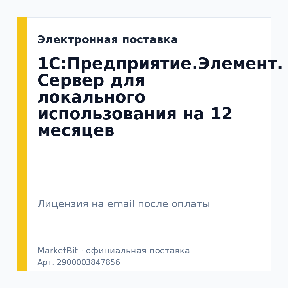 1С:Предприятие.Элемент. Сервер для локального использования на 12 месяцев. Электронная поставка