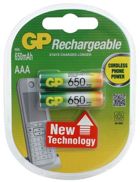 Аккумуляторы GP R-03 650mAh 2шт