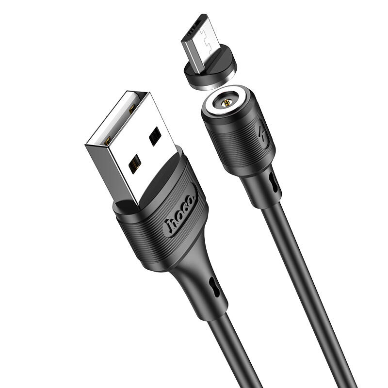 Кабель Hoco MicroUSB X52, 2.4А, магнитный, ПВХ, 1м, черный