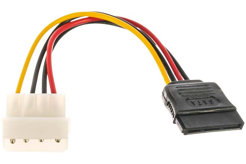 Кабель питания SATA Cablexpert molex, 4pin/sata, 15pin, 15см