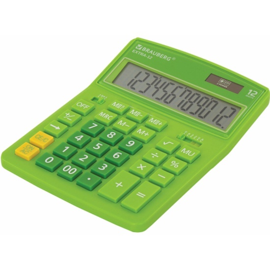 Калькулятор настольный Brauberg Extra-12-bk, 12 разрядов, зелёный
