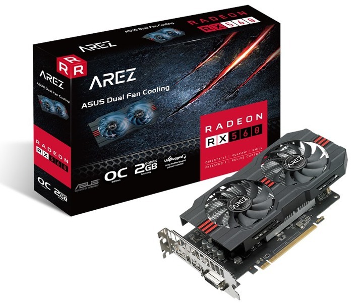 Видеокарта Asus PCI-E AMD Radeon RX 560 (2Gb/128bit/GDDR5 1149/6000/DVIx1/HDMIx1/DPx1/HDCP) игровая