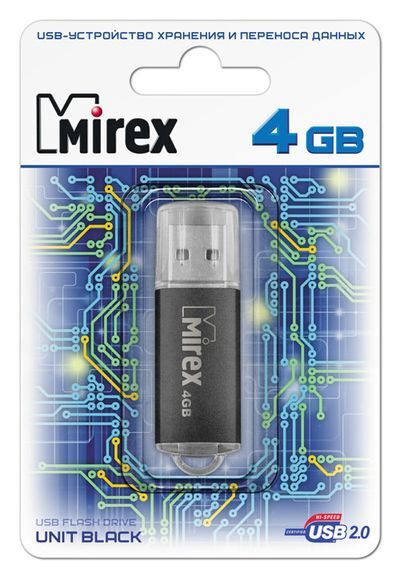 Накопитель USB 4Gb Mirex UNIT BLACK