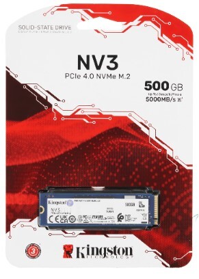 Твердотельный накопитель SSD M.2 2280 500Gb Kingston NV3 [SNV3S/500G] TLC 3D NAND (R5000/W3000MB/s)