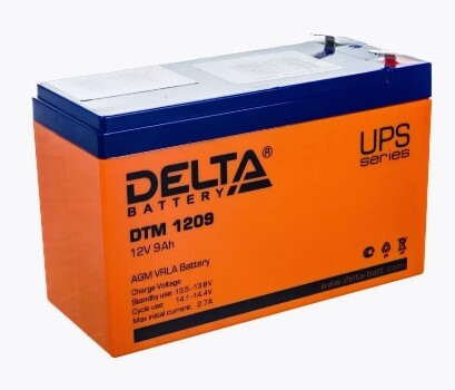 Аккумулятор DTM 1209 DELTA BATTERY AGM (12В, 9Ач), свинцово-кислотный, 151х65х94 мм, клеммы F2