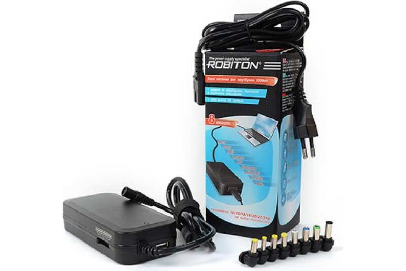 Адаптер пит д/ноут унив. Robiton NB90W 220V/выход 15-24V/90Вт 8перех