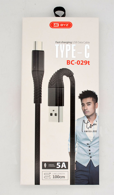Кабель BYZ Type-C BС-029, тканевый 1м, 5А , черный (BC-029tBK)