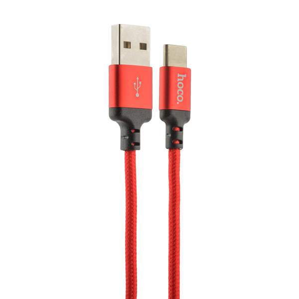 Кабель HOCO USB - Type-C X14, 2 м, черный/красный